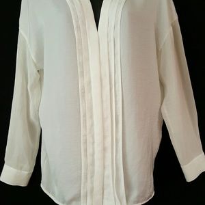 Vince Sheer Womens Off White Hi Low Blouse Size 8